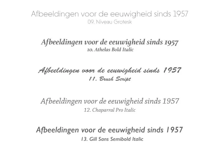 Beschikbare lettertypes voor fotokeramiek